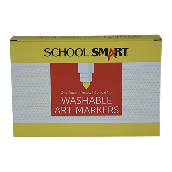 School Smart MARKER ART WASHABLE CONICAL TIP YELLOW  PACK OF 12 PK 6773W-12YELLOW-CO